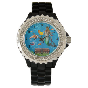 Onderwater Mermaid Treasure Hunt Fantasy Blue Horloge