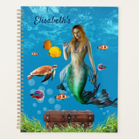 Onderwater Mermaid Treasure Hunt Fantasy Blue Planner (Voorkant)