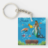 Onderwater Mermaid Treasure Hunt Fantasy Blue Sleutelhanger (Voorkant)