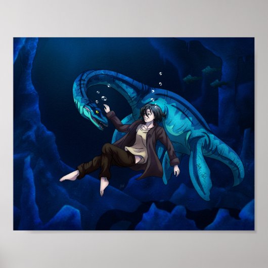 Onderwater met een Plesiosaurus Poster (Voorkant)