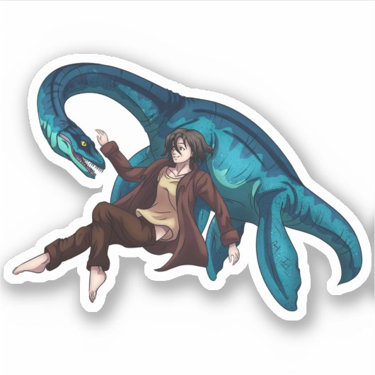 Onderwater met een Plesiosaurus Sticker (Voorkant)