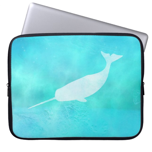 Onderwater Narwhal Silhouette Laptop Sleeve (Voorkant)