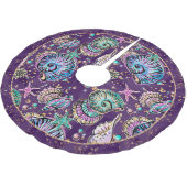 Onderwater Paarse Luxe | Dark Pastel Gold Zee Life Kerstboom Rok (Gekanteld)