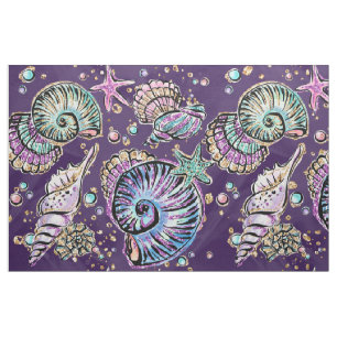 Onderwater Paarse Luxe Dark Pastel Gold Zee Life Stof