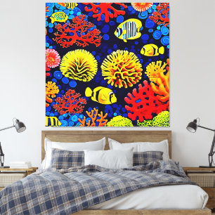 Onderwater Reef Life Bright Design Canvas Afdruk