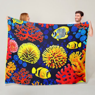 Onderwater Reef Life Bright Design Fleece Deken
