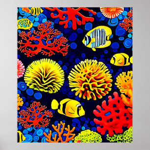 Onderwater Reef Life Bright Design Poster
