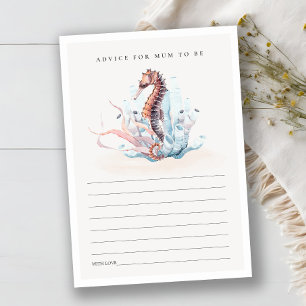 Onderwater Seahorse Advice for Mum Baby shower Informatiekaartje
