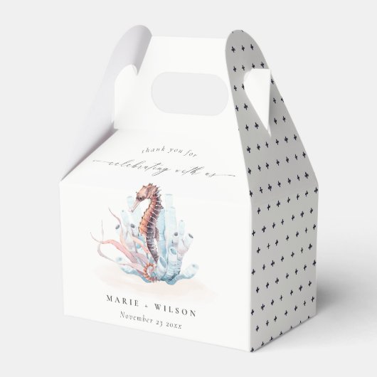 Onderwater Seahorse Seaweed Coral Wedding Bedankdoosjes (Voorkant Zijde)