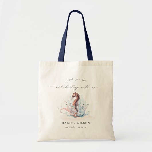 Onderwater Seahorse Seaweed Coral Wedding Tote Bag (Voorkant)