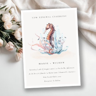 Onderwater Seahorse Seaweed Vow Renewal Invite Bedankkaart
