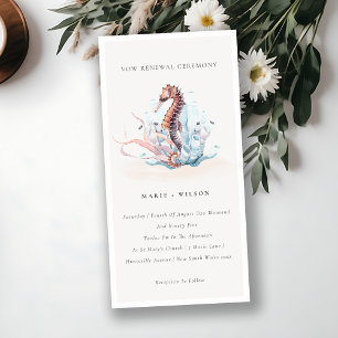 Onderwater Seahorse Seaweed Vow Renewal Invite Bedankkaart