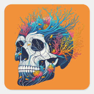 Onderwater Skullscape Vierkante Sticker