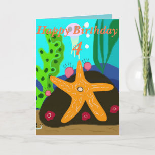 Onderwater Starfish editable age Birthday Card Kaart