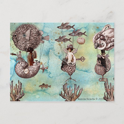 Onderwater Steampunk Flotilla Briefkaart (Voorkant)