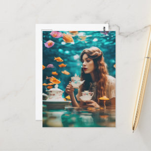 Onderwater thee met de goudvis briefkaart