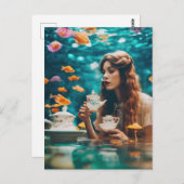 Onderwater thee met de goudvis briefkaart (Voorkant / Achterkant)