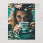 Onderwater thee met de goudvis briefkaart (Voorkant)
