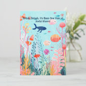 Onderwater Viering 1e Jubileum Feestdagenkaart (Staand voorkant)