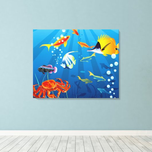 Onderwater vis Fantasy Custom Canvas Afdruk (Insitu (Houten vloer))