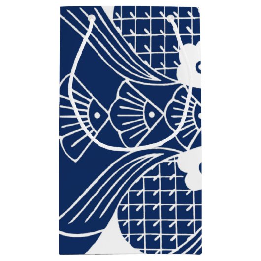 Onderwater Visontwerp met blauwe achtergrond Klein Cadeauzakje (Achterkant)