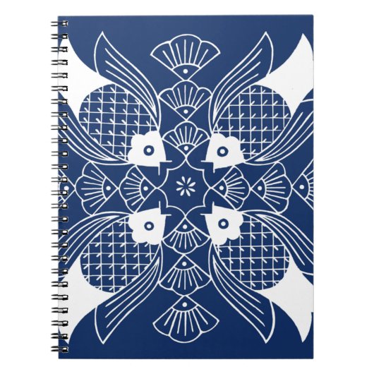 Onderwater Visontwerp met blauwe achtergrond Notitieboek (Voorkant)