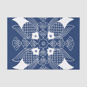 Onderwater Visontwerp met blauwe achtergrond Tissuepapier