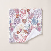 Onderwater Waterverf Compositie Reeks ontwerp 3 Bad Handdoek (Wasdoekje)