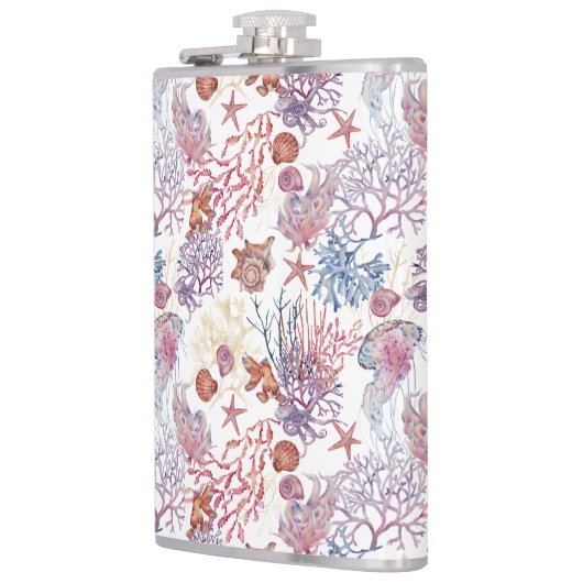 Onderwater Waterverf Compositie Reeks ontwerp 3 Heupfles (Links)