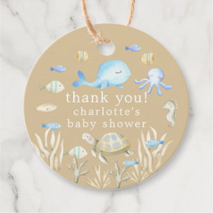 Onderwater Whimsy Baby shower Bedankjes Labels