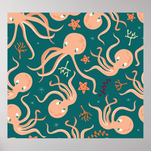 Onderwater wonderen: Octopus zeesterren dansen Poster (Voorkant)