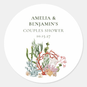 Onderwater Zee koraal schelpen Koppels Douche Ronde Sticker
