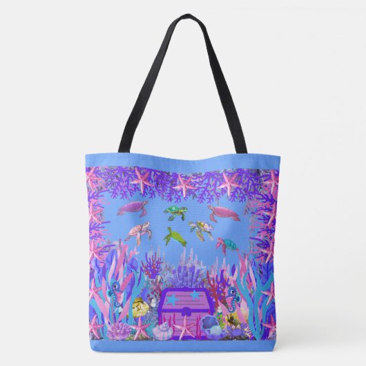 Onderwater Zee Schildpad Vrienden 'Canvas tas (Achterkant)