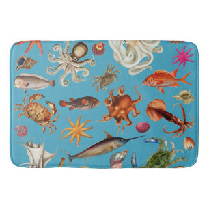 Onderwater Zeedieren Patroon Oceaanblauw Badmat