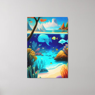 Onderwater, zeemacht, wanddecor visoceaan canvas afdruk