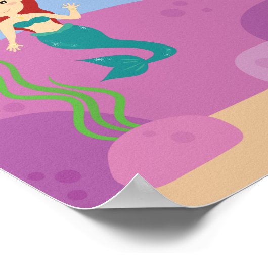 Onderwater zeemeermin oceaan cartoon kinderkamer poster (Hoek)