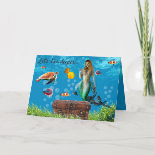 Onderwater Zeemeermin Schatzoeken Fantasie Blauw Kaart