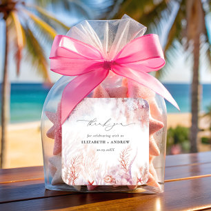 Onderwater zeewier   Seashell Waterverf Wedding Vierkante Sticker