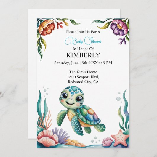 Onderwateravonturen met Kleine Schildpad Kaart (Voorkant / Achterkant)