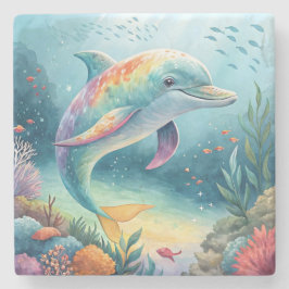 onderwaterdolfijn stenen onderzetter