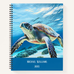 Onderwaterfoto van een schildpad notitieboek