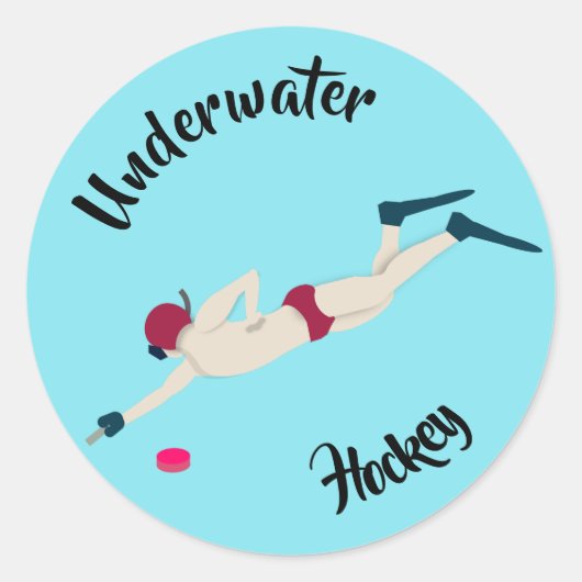 Onderwaterhockey Ronde Sticker (Voorkant)