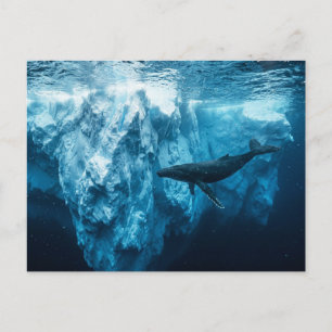 Onderwaterijsberg en een bultige walvis briefkaart