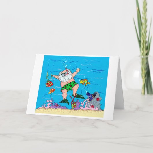 onderwaterkerstman feestdagen kaart (Voorkant)