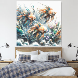 Onderwaterkunst van vis en koraal in acryl canvas afdruk