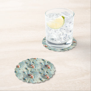 Onderwaterkunst van vis en koraal in acryl kartonnen onderzetters