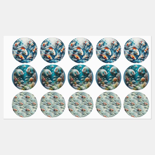 Onderwaterkunst van vis en koraal in acryl labels (Vel)