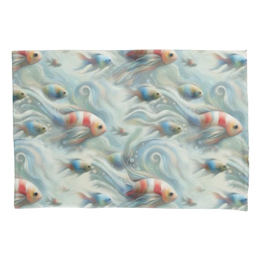 Onderwaterkunst van vis en koraal in acrylverf kussensloop (Voorkant)