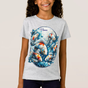 Onderwaterkunst van vis en koraal in acrylverf t-shirt