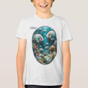 Onderwaterkunst van vissen en koralen in acrylverf Tri-Blend shirt